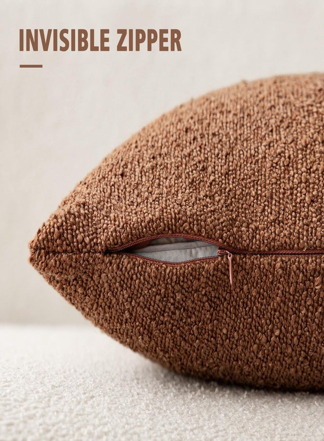 Foindtower Decorative Textured Boucle Throw Pillow Covers Accent Solid Pillow Cases Neutral Soft Cozy Couch Cushion Case for Chair Sofa Bedroom Living Room Home Decor 18x18 Inch,1PC,Burnt Orange Hazel - Image 3